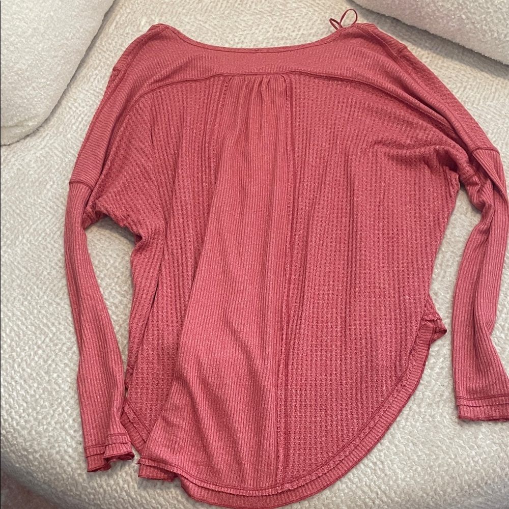 Free People Ribbed Button-Front Blouse - Rose - Picture 7 of 7